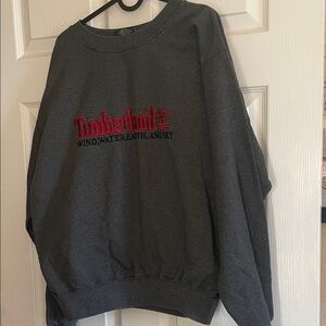 Timberland crew neck sweatshirt, gray, red and black, size large